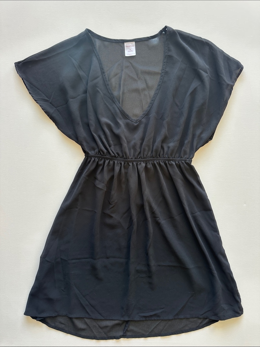 Merona Black Sheer V-Neck Swim Coverup